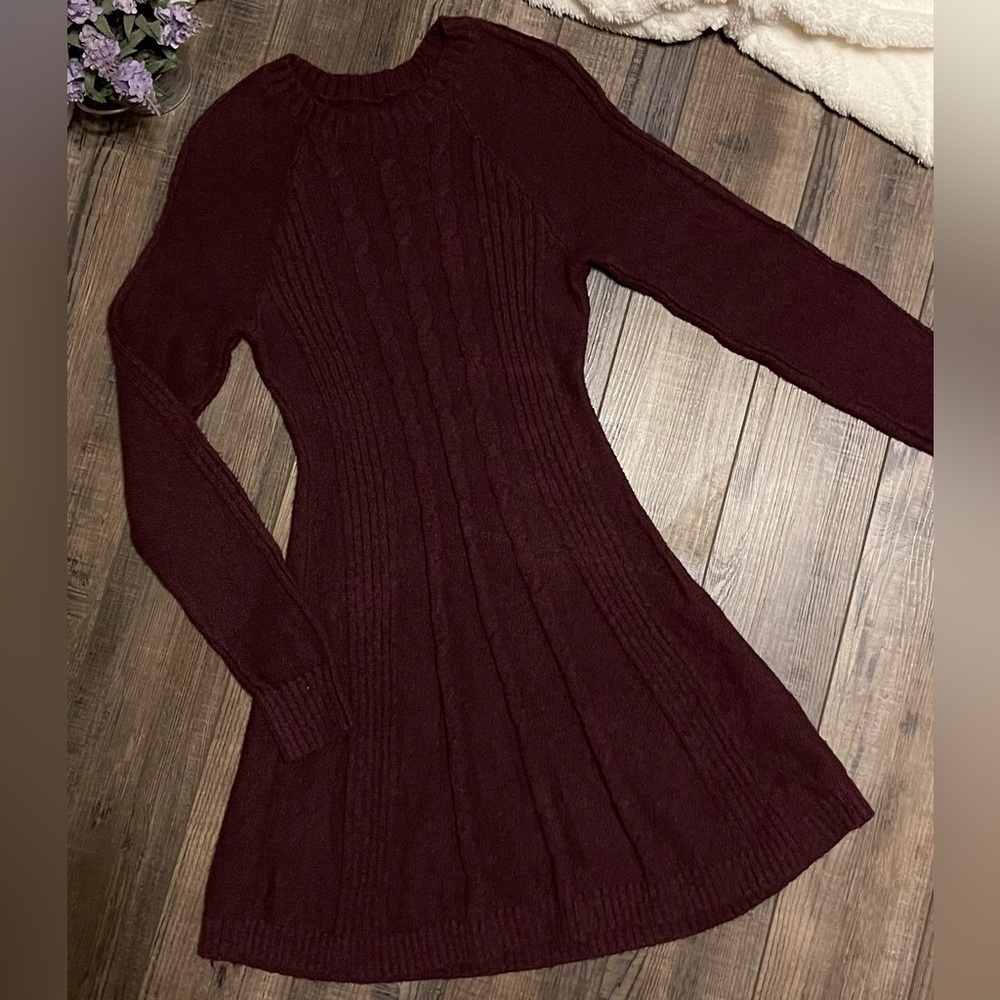 Hollister Cable Knit Dress Burgundy Medium